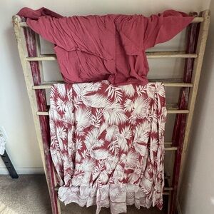 torrid Mauve Pink & White Palm Print Maxi Skirt